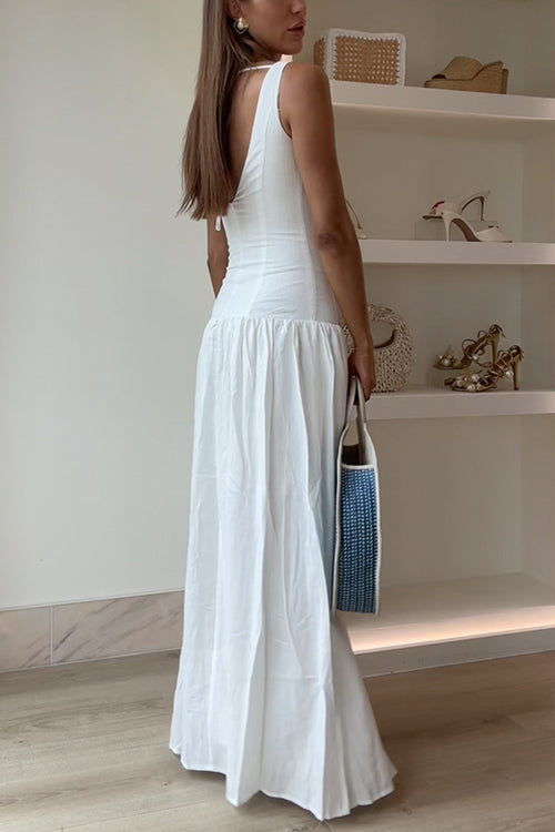 Sleeveless button up backless swing maxi dress - View 6 | Clistos
