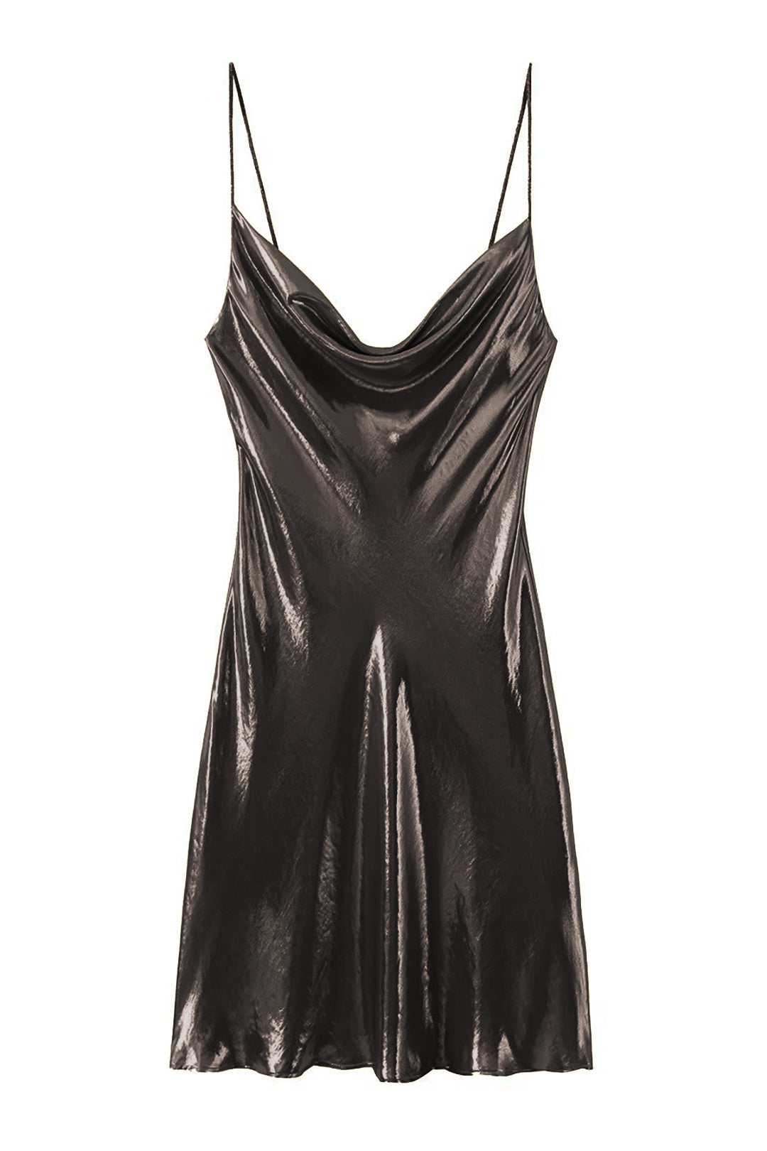 Cowl Neck Metallic Slip Mini Dress - View 6 | Clistos