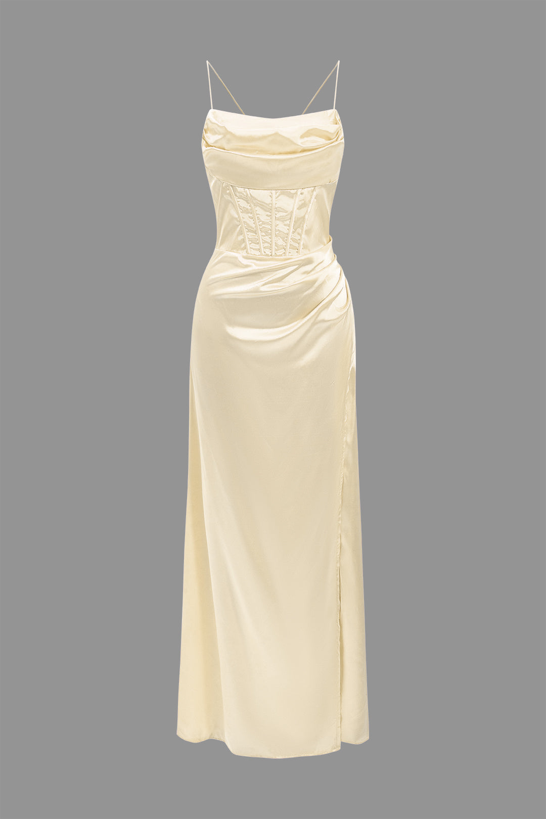Clistos Corset Cowl Neck High Slit Maxi Dress - View 16 | Clistos