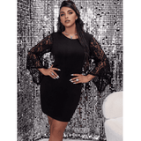 Black lace sleeve mini party dress - View 15 | Clistos
