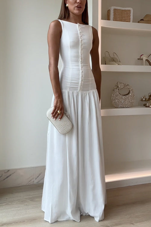 Sleeveless button up backless swing maxi dress - View 8 | Clistos