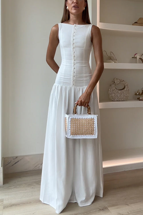 Sleeveless button up backless swing maxi dress - View 9 | Clistos