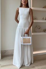 Sleeveless button up backless swing maxi dress - View 9 | Clistos