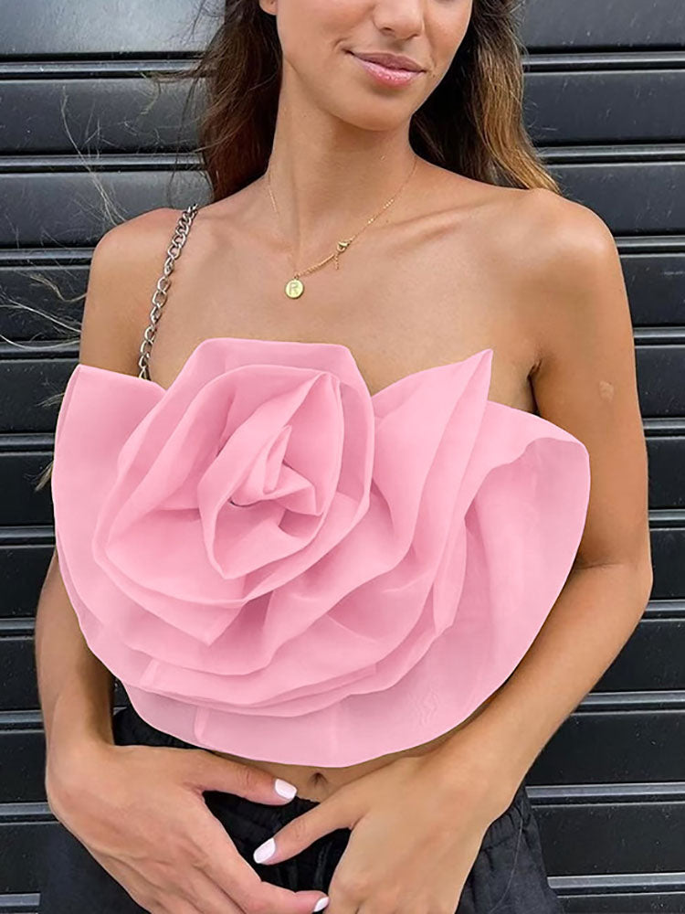 Strapless floral tube crop top - View 13 | Clistos