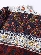 Boho Plunging Neck Mini Dress with Tie Waist - View 7 | Clistos