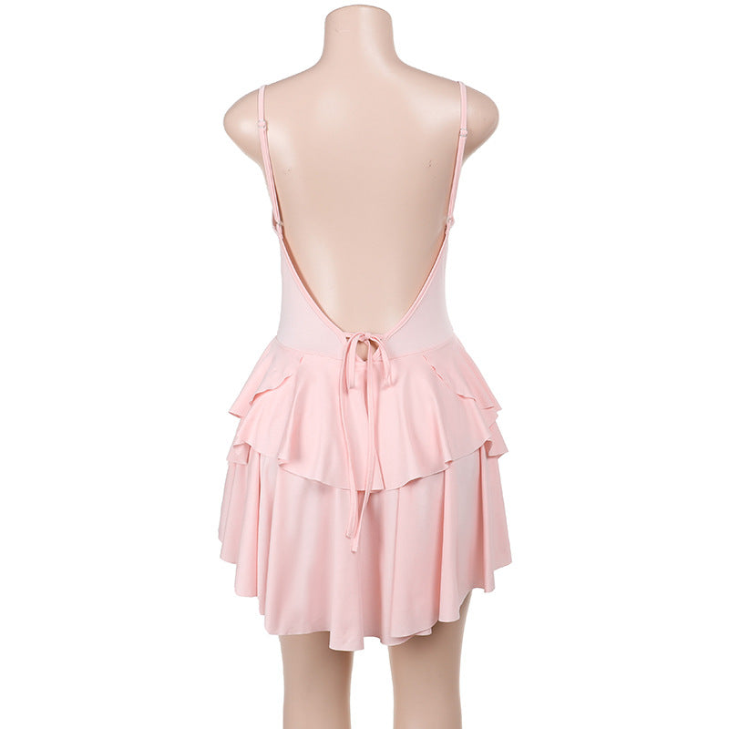 Clistos V-Neck Ruffle Mini Dress - View 6 | Clistos