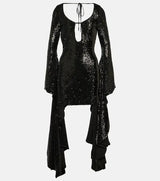 Sparkly Sequined Mini Dress with Bell Sleeves - View 7 | Clistos