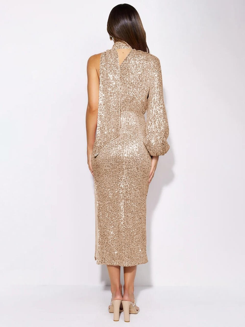 Clistos sequin halterneck asymmetric midi dress - View 8 | Clistos