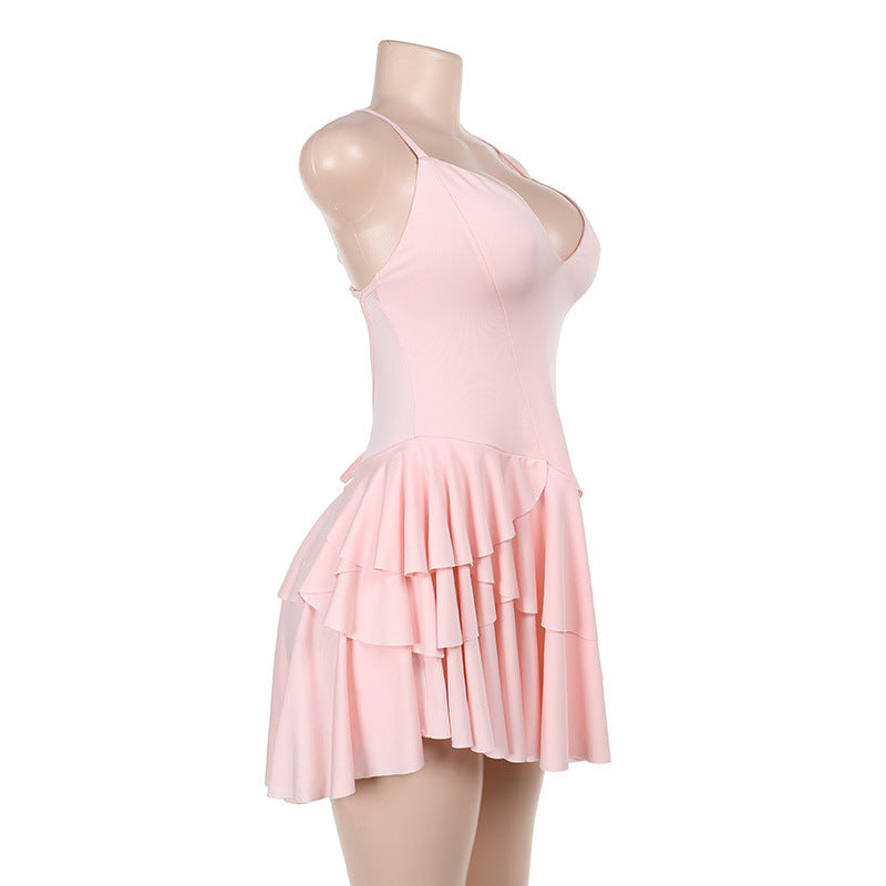 Clistos V-Neck Ruffle Mini Dress - View 7 | Clistos