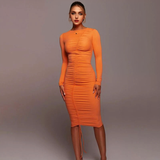 Clistos Long Sleeve Drawstring Midi Dress - View 6 | Clistos