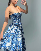 Clistos Strapless Floral Print Ball Gown - View 7 | Clistos
