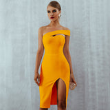 One shoulder split bandage dress by Clistos - View 9 | Clistos