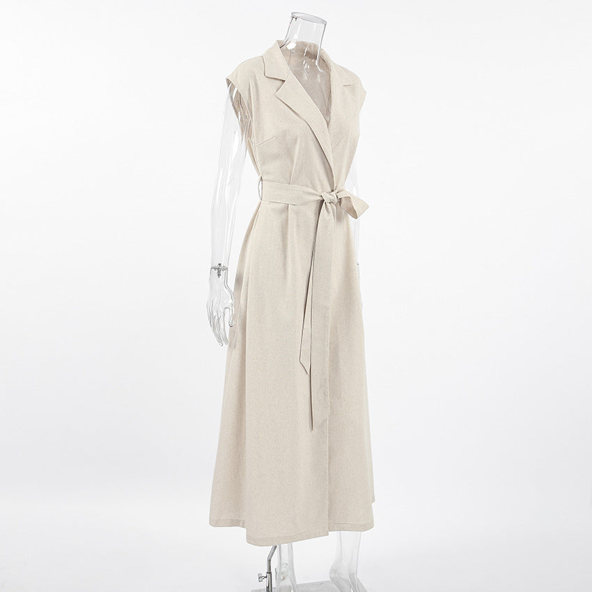 Belted linen midi shirt dress - View 14 | Clistos