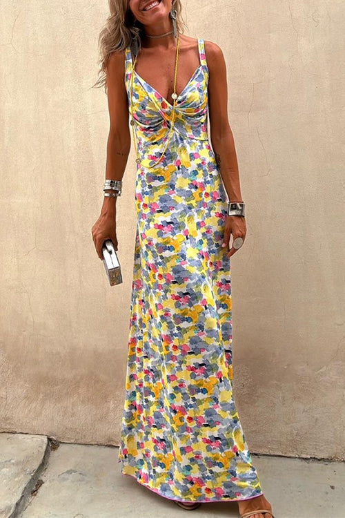 Abstract Print Halter Maxi Dress by Clistos - View 6 | Clistos