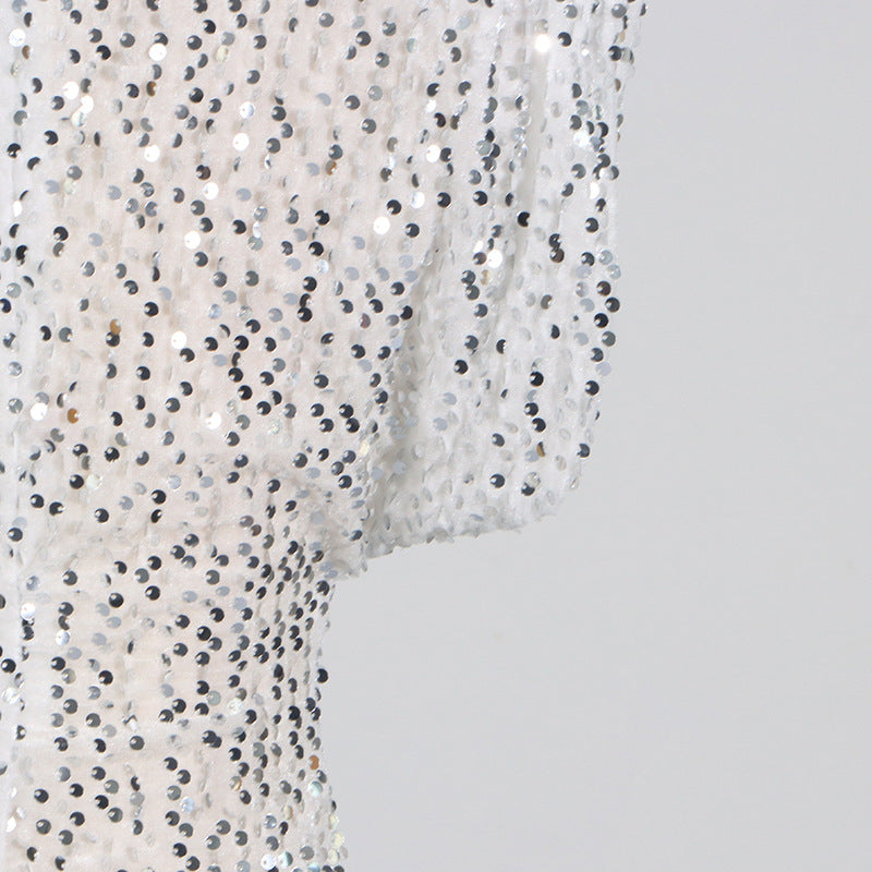 Sequin Mock Neck Mini Dress - View 9 | Clistos