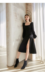 Clistos Retro Puff Sleeve Midi Dress - View 6 | Clistos