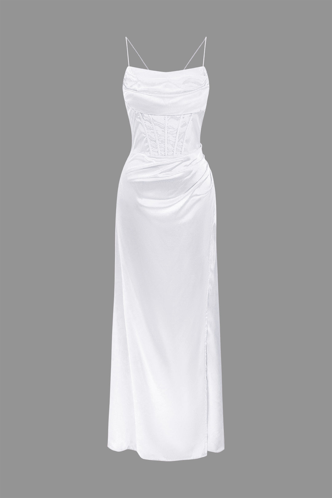 Clistos Corset Cowl Neck High Slit Maxi Dress - View 12 | Clistos