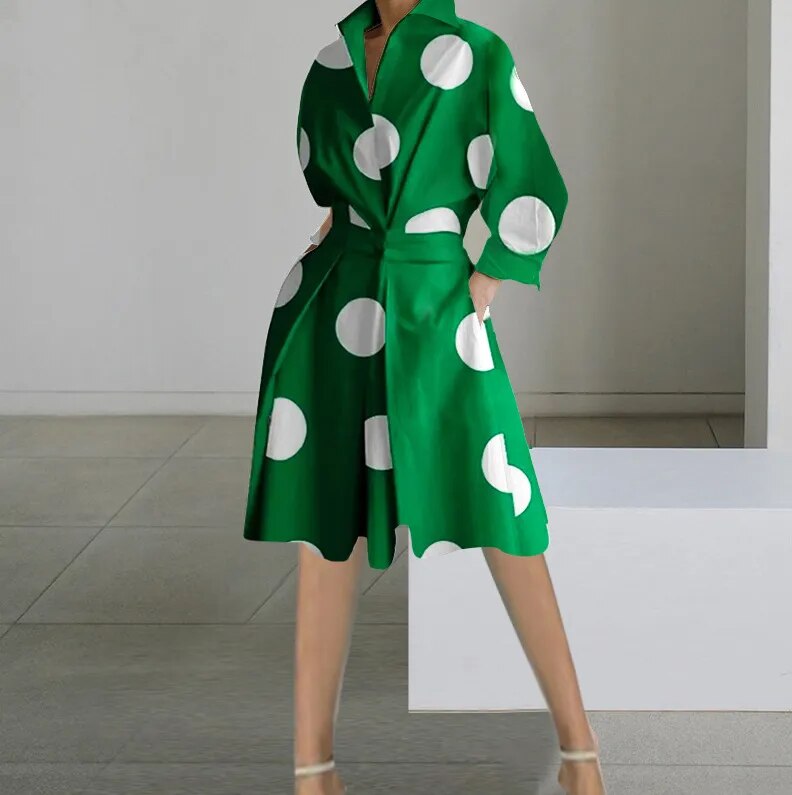 Clistos elegant polka dot collared midi dress - View 11 | Clistos