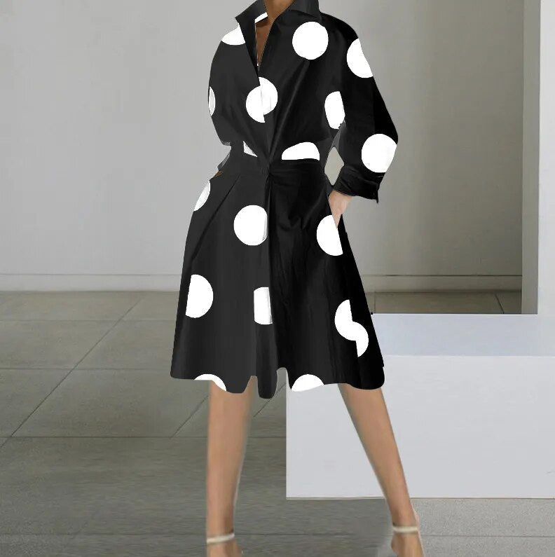 Clistos elegant polka dot collared midi dress - View 8 | Clistos