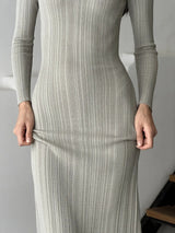 Ribbed knit long sleeve bodycon dress - View 9 | Clistos