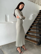 Ribbed knit long sleeve bodycon dress - View 6 | Clistos