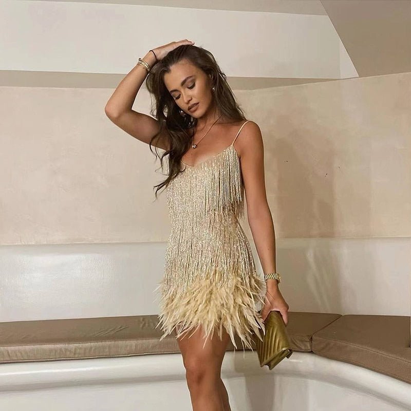 Doriana Feather Mini Dress - View 6 | Clistos