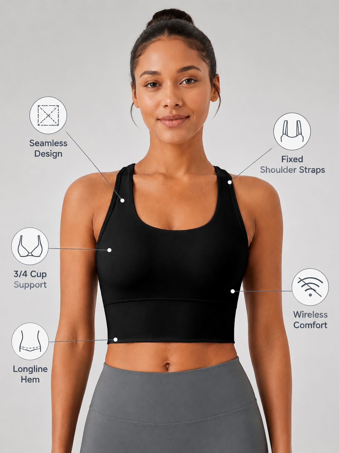 CoreLuxe Seamless Longline Sports Bra for Women