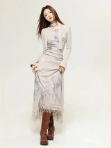 Boho One Shoulder Maxi Dress with fringe hem - View 6 | Clistos