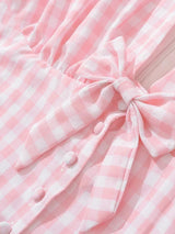 Clistos Gingham Bow Neck Mini Dress - View 6 | Clistos