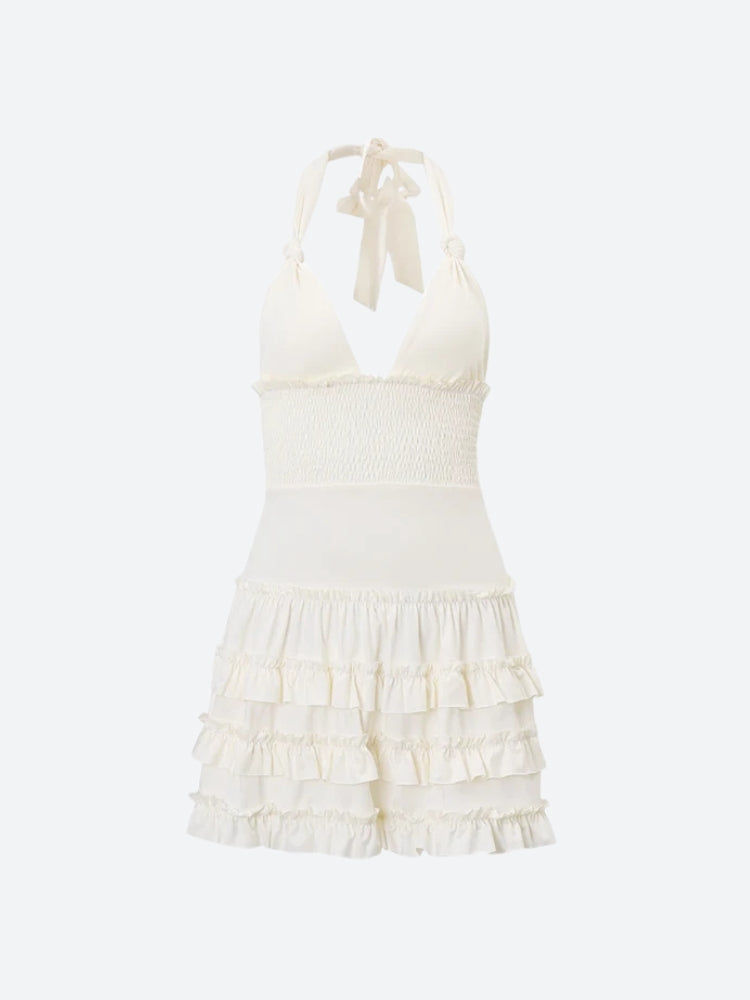 Halter neck ruffle mini dress - View 6 | Clistos