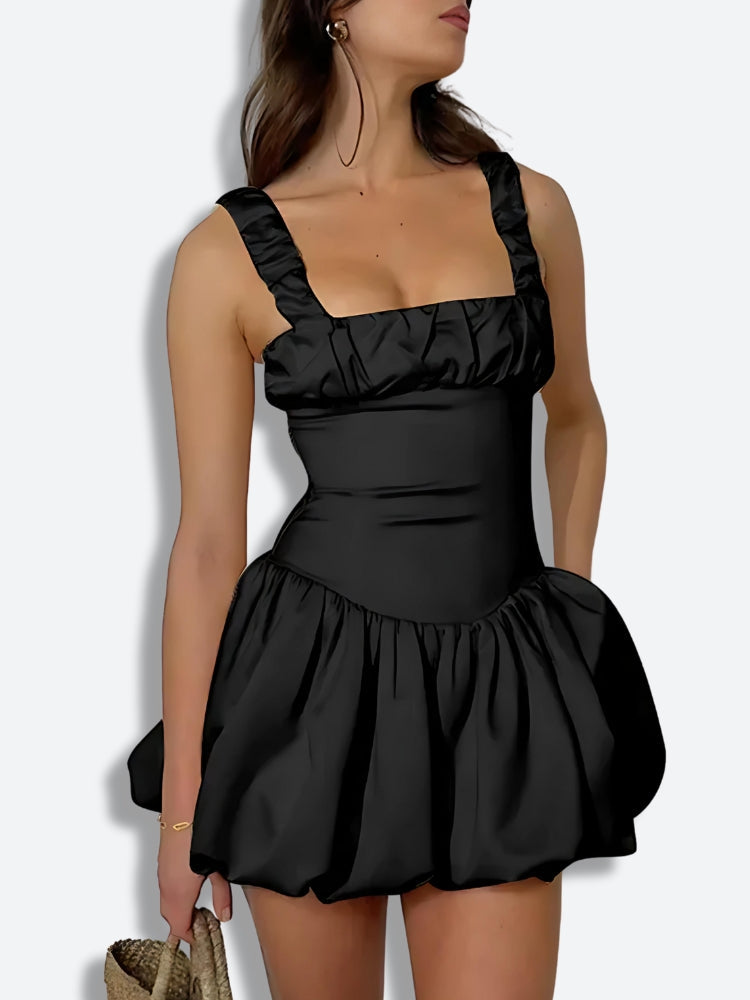 Clistos Ruched Mini Dress with Bubble Skirt - View 6 | Clistos