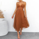 Clistos elegant corset midi dress with spaghetti straps - View 7 | Clistos