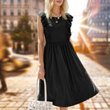 Ruffle Pleated Slim Fit Office Dress - View 6 | Clistos