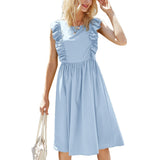 Ruffle Pleated Slim Fit Office Dress - View 8 | Clistos