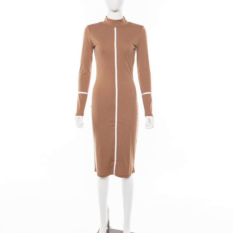 brown midi dress on a mannequin
