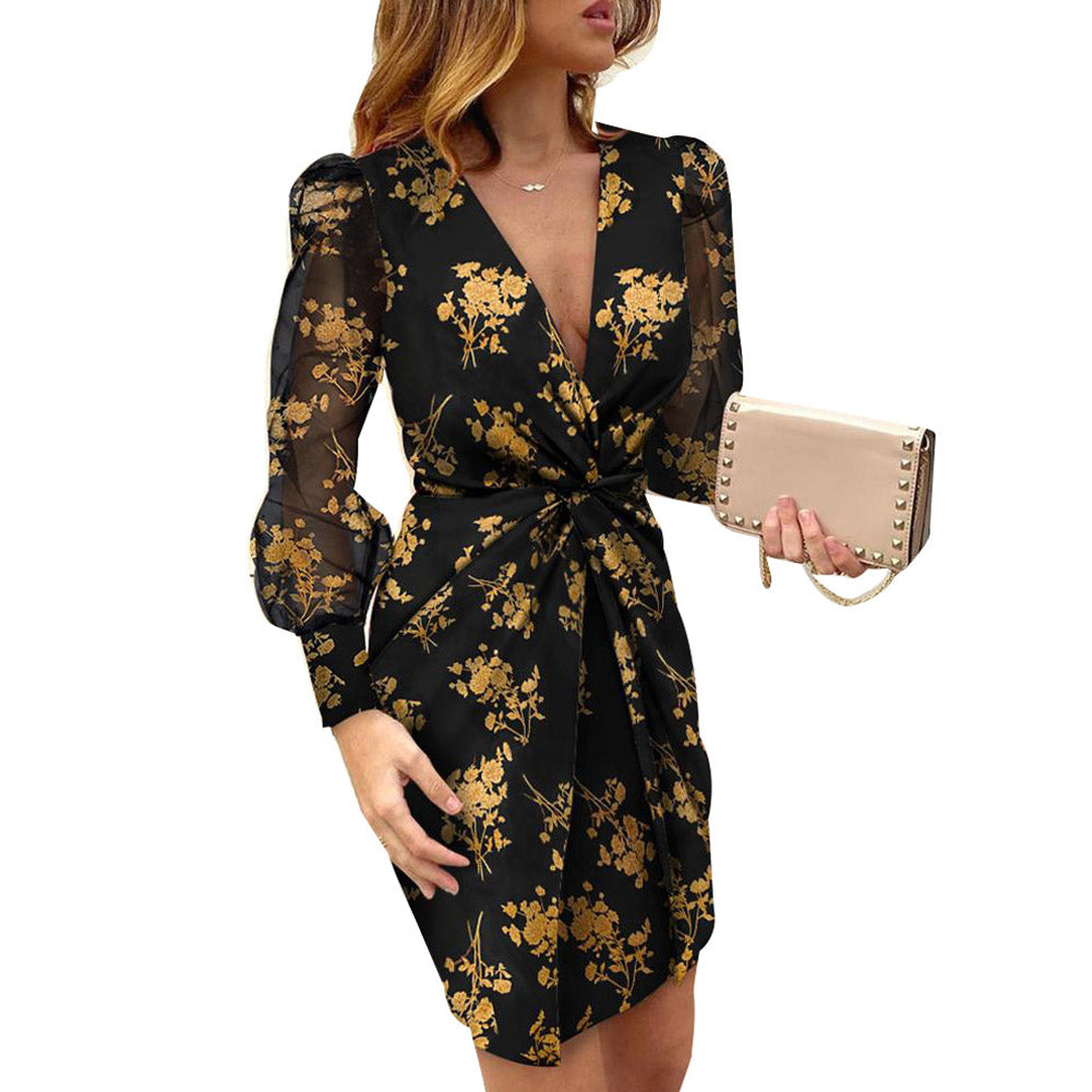 Clistos Leopard Floral Wrap Mini Dress - View 7 | Clistos