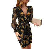Clistos Leopard Floral Wrap Mini Dress - View 7 | Clistos