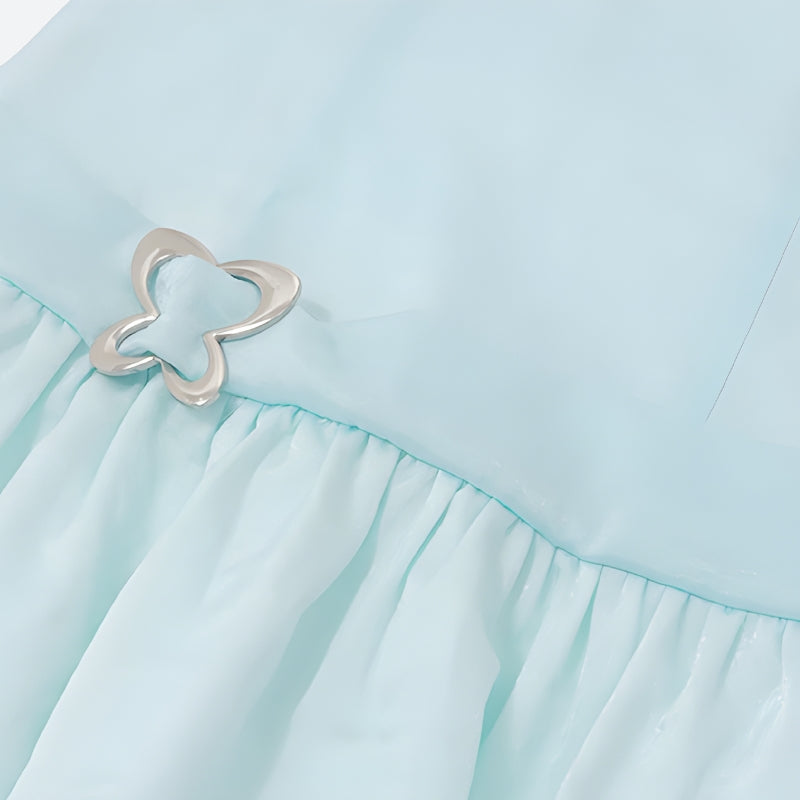 Light blue ruffled butterfly mini dress - View 6 | Clistos