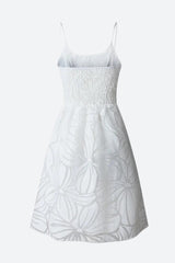 white floral mini dress back view