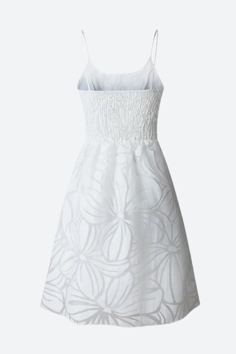 white floral mini dress back view