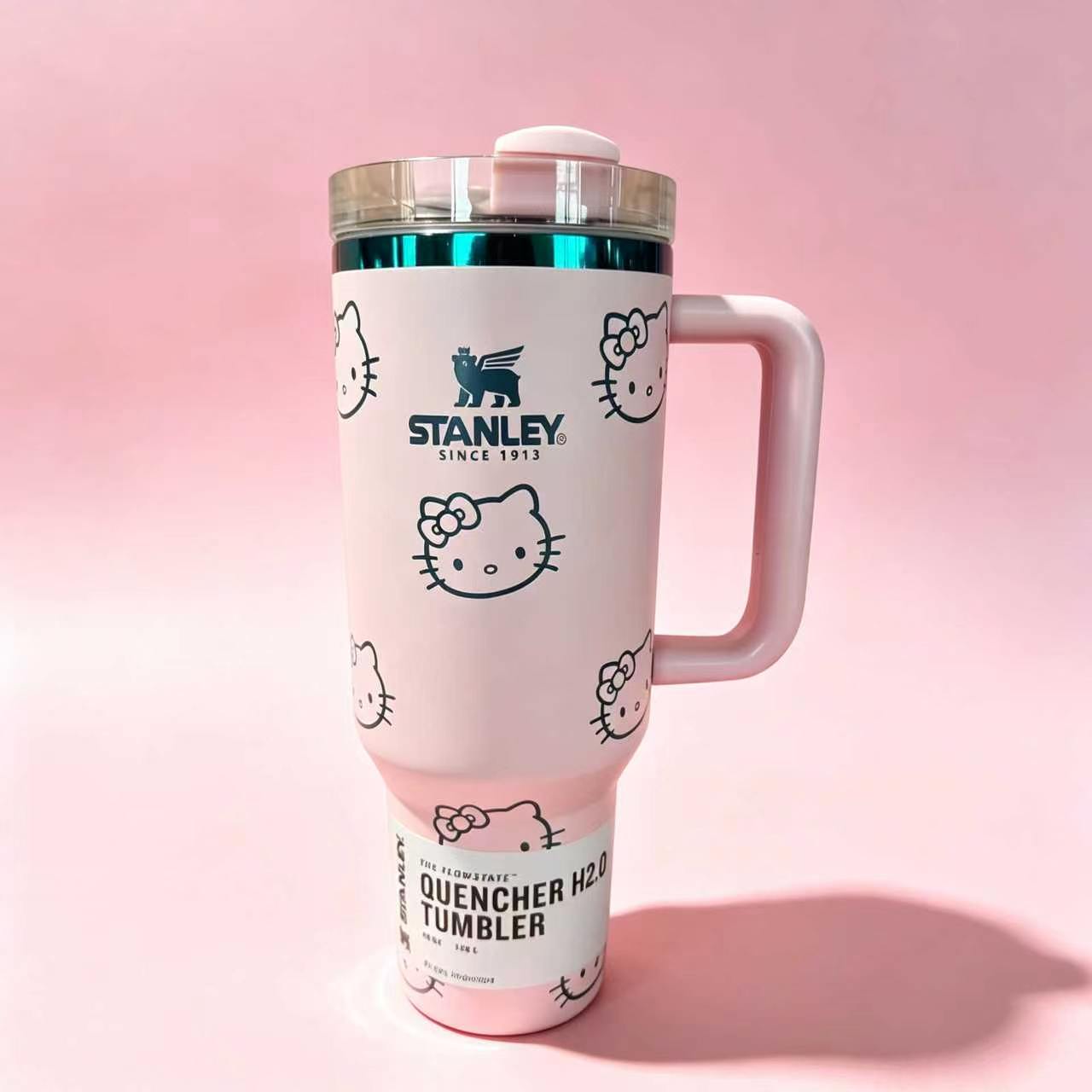 Stanley Hello Kitty 40 oz insulated tumbler with handle in pastel pink - View 1 | Clistos