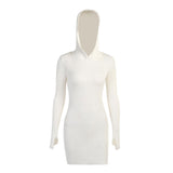 Clistos Ribbed Knit Hooded Mini Dress - View 8 | Clistos
