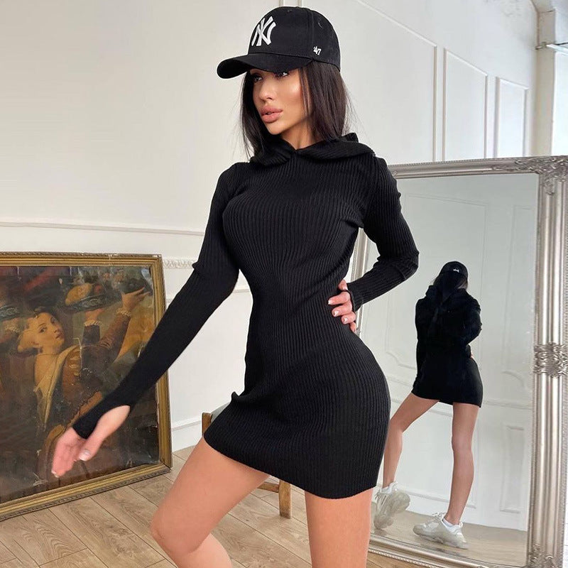 Clistos Ribbed Knit Hooded Mini Dress - View 9 | Clistos