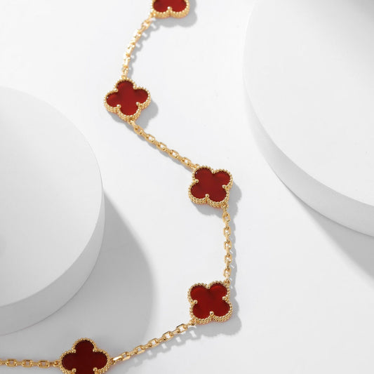 CLOVER 10 MOTIFS CARNELIAN NECKLACE