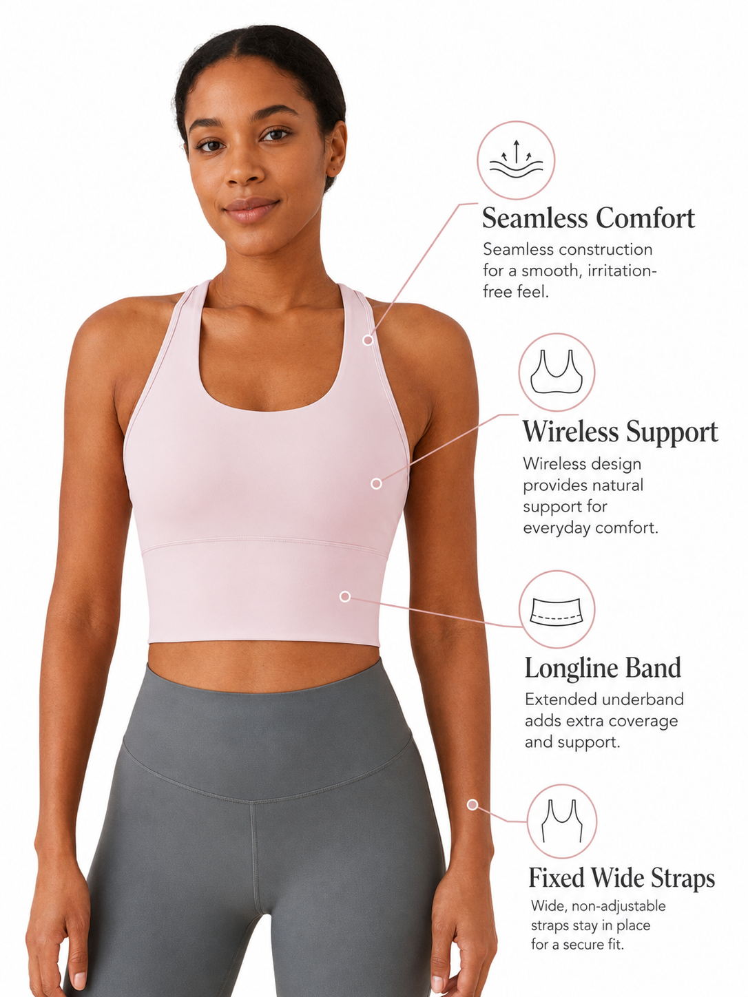 SculptFlex Seamless Longline Sports Bra for Women