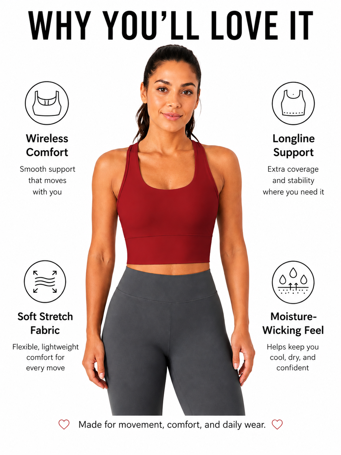 SculptFlex Seamless Longline Sports Bra for Women