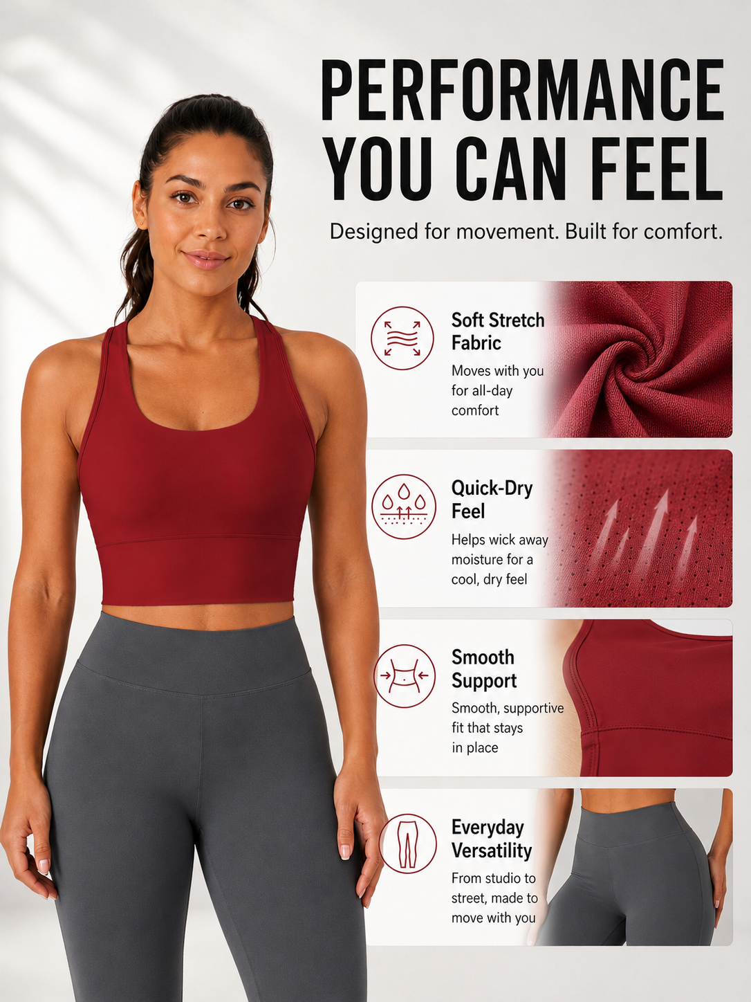 SculptFlex Seamless Longline Sports Bra for Women
