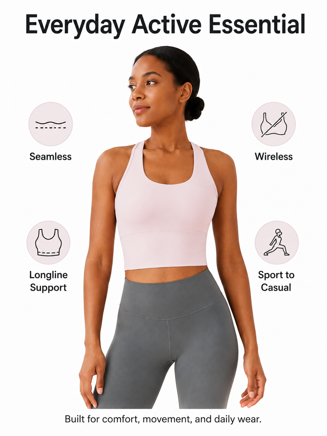 SculptFlex Seamless Longline Sports Bra for Women