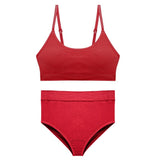 red ribbed bra and high-waisted underwear set