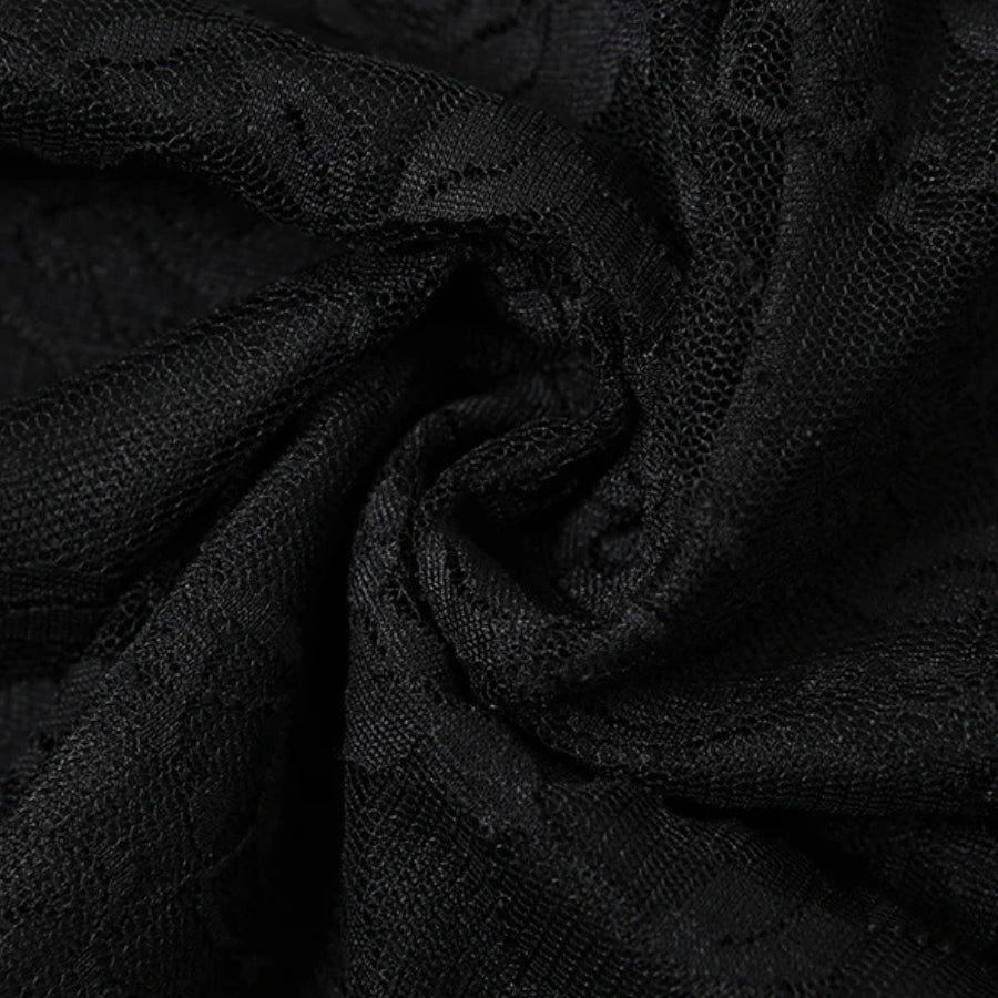 Sheer Lace Mini Dress with Corset Detail - View 6 | Clistos